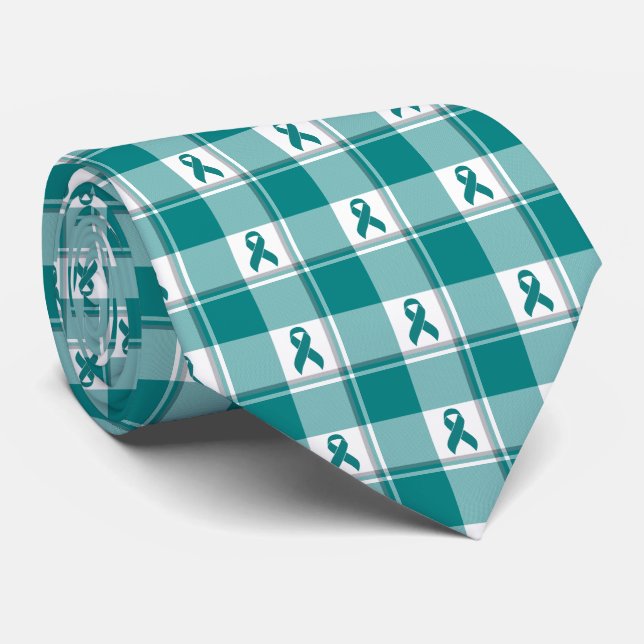 Oral Cancer Awareness Plaid Teal Ribbon Slips (Rullad)