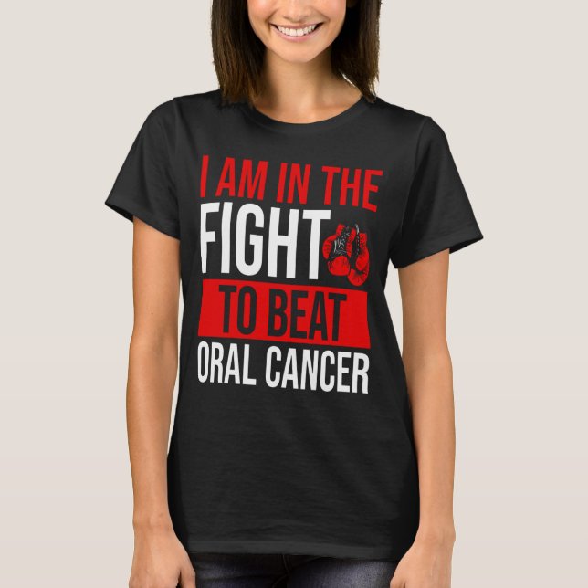 Oral Cancer Awareness Ribbon Beat Disease Warrior T Shirt (Framsida)
