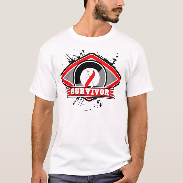Oral cancer Överlevandegrunge Logotyp Tee Shirt (Framsida)
