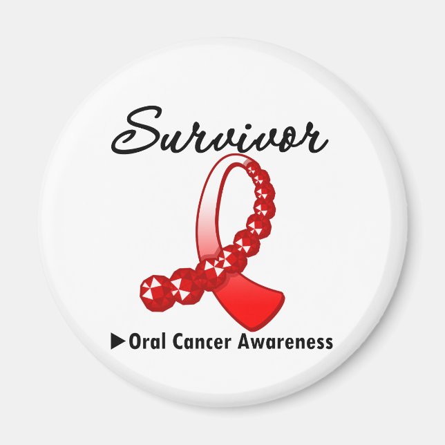 Oral Cancer Survivor Gemstone Ribbon Magnet (Framsidan)