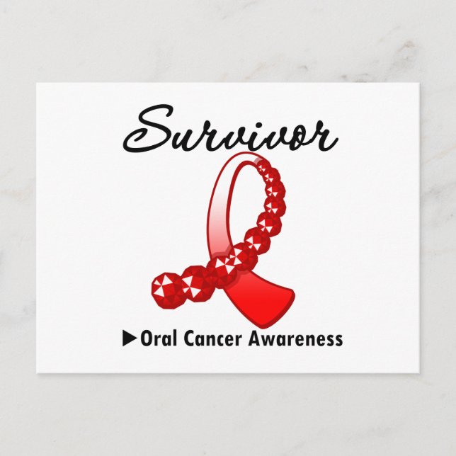 Oral Cancer Survivor Gemstone Ribbon Vykort (Framsida)