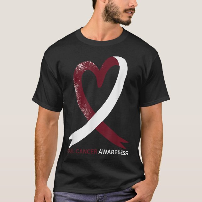 Oral cancermedvetenhet Månad 2024 Throat Head Nack T Shirt (Framsida)