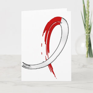 Oral Cancer's Red and White Ribbon A4 Kort