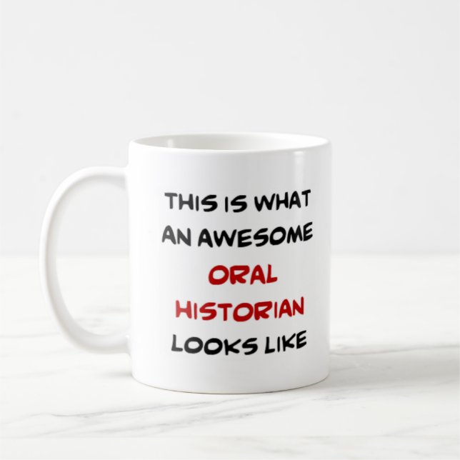oral historiker, fantastisk kaffemugg (Vänster)