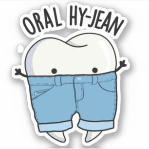 Oral Hy-jean Funny Tooth Pun Klistermärken