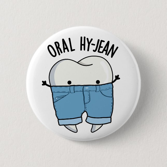 Oral Hy-jean Funny Tooth Pun Knapp (Framsida)