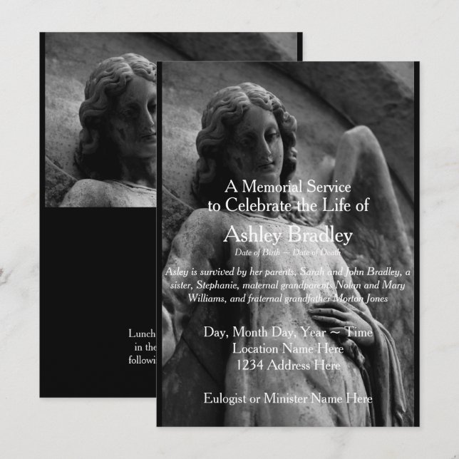 Oral meddelande om minnesstund 1 inbjudningar (Fram/baksida)