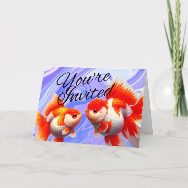 Oranda Guld fisk Akvariefisk Fest Inbjudan  (Framsida)