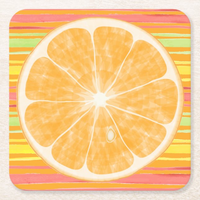 Orang Citrus Slice på Rand Underlägg Papper Kvadrat (Framsidan)