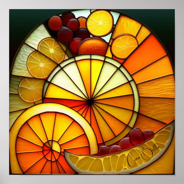 Orangar av glasmassa poster (Framsidan)