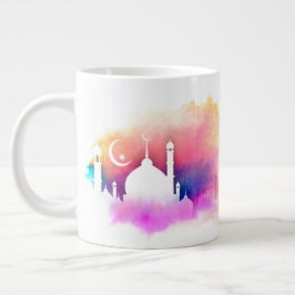 Orangar av vattenfärg Ramadan Mosque och Lila Jumbo Mugg