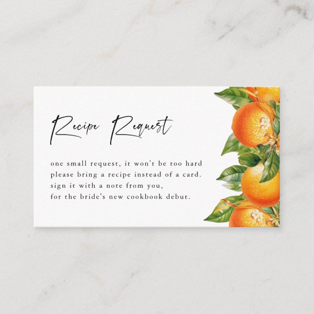 Orangar Begäran om hämtning av Citrus Möhippa Tilläggskort (Framsida)