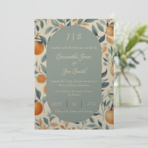 Orangar blommigt bröllopsinbjudan inbjudningar