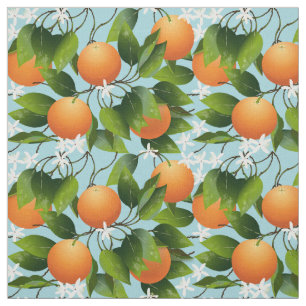 Orangar Blommigten Citrus Fruit Tyg