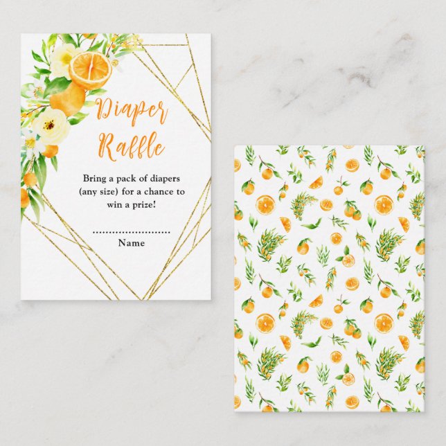Orangar Citrus Baby Shower Diaper Raffle Tilläggskort (Fram/baksida)