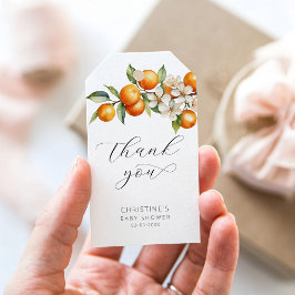 Orangar Citrus Baby Shower Tack Gift Märkres Presentetikett