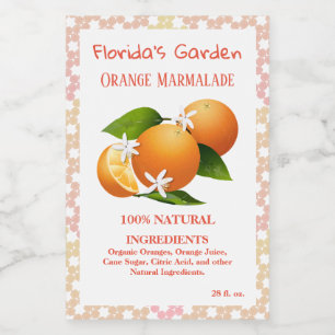 Orangar Citrus Fruit Blommigt Cancering Mat Etikett