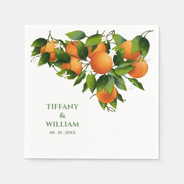 Orangar Citrus Fruit Cocktail Party Napkins Pappersservett (Framsidan)