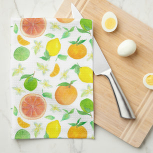 Orangar Citrus Fruit Grapefruit Lemons Watercolor Kökshandduk