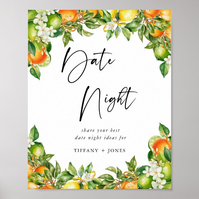 Orangar Citrus möhippa Datum Burk Spel Poster (Framsidan)