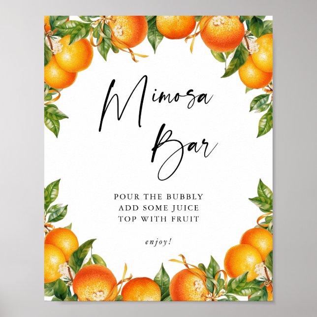Orangar Citrus möhippa Mimosa Pub Sign Poster (Framsidan)