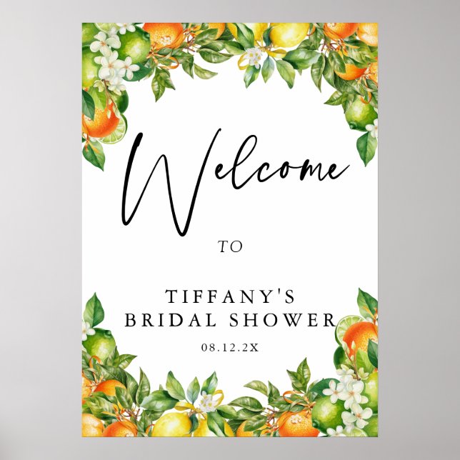 Orangar Citrus-Möhippans välkomsttecken Poster (Framsidan)