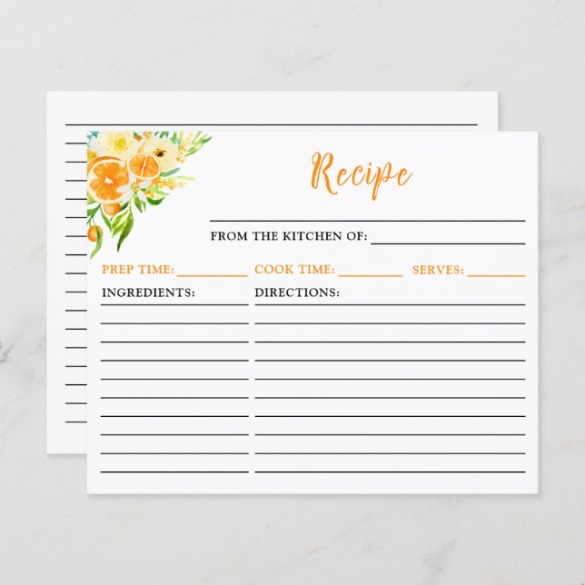 Orangar Citrus Recept Card (Fram/baksida)