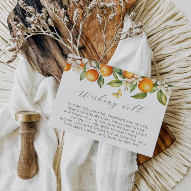 Orangar Citrus Summer Wishing well Baby Shower Tilläggskort (Skapare uppladdad)