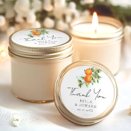 Orangar Citrus Tack Bröllop Runt Klistermärke