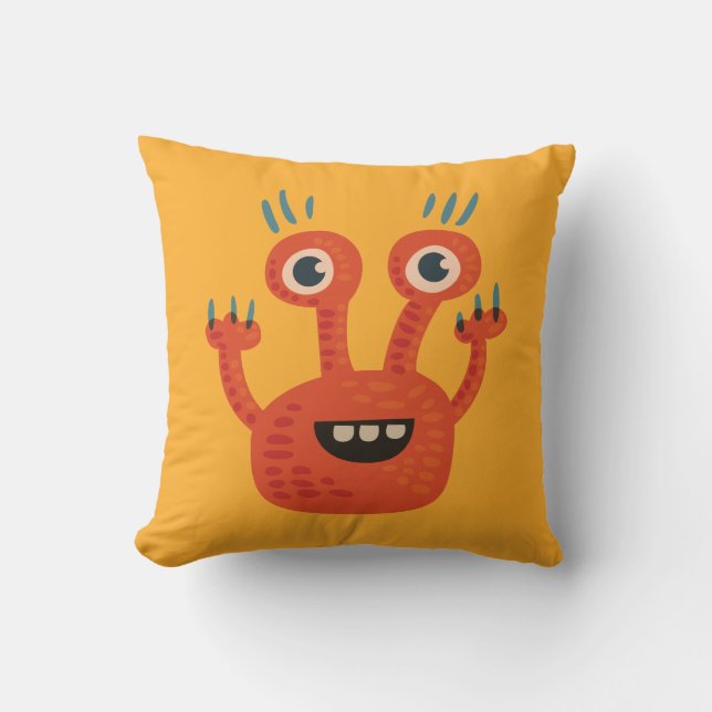 Orangar för Cute Tecknad Monster- Kudde (Framsida)