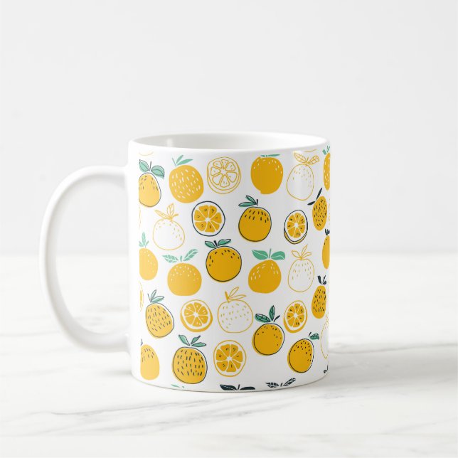 Orangar ger sömlös mönster kaffemugg (Vänster)