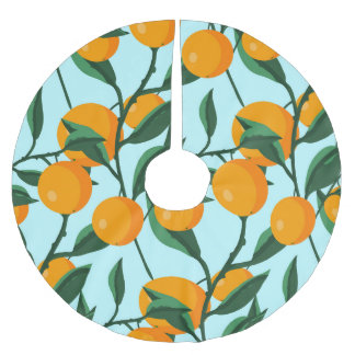 Orangar grenar, vintage av citrusfrukter. julgransmatta borstad polyester