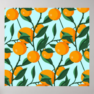 Orangar grenar, vintage av citrusfrukter. poster