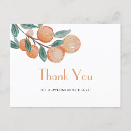 Orangar Grönt Löv Baby Shower Tack Vykort