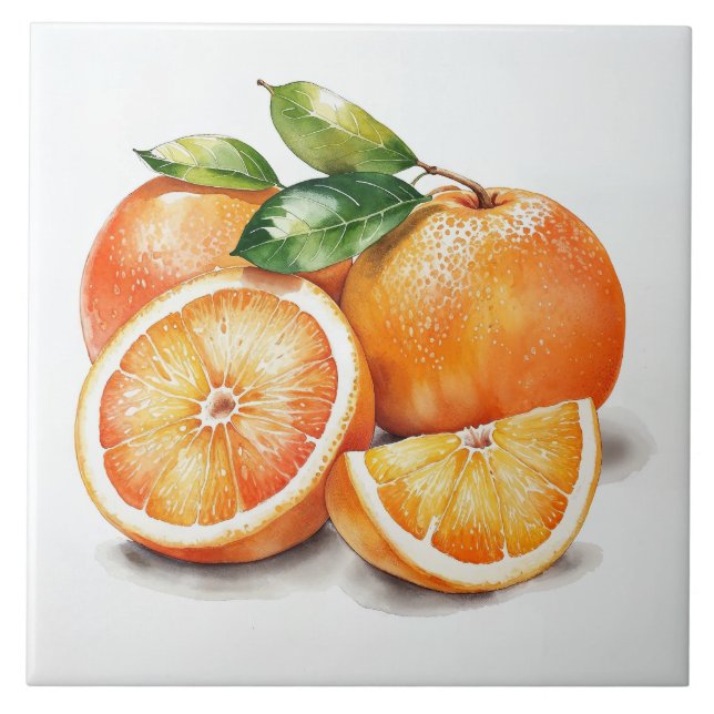 Orangar i segment och hela kakelplatta (Framsidan)