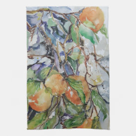 Orangar i träd. kökshandduk