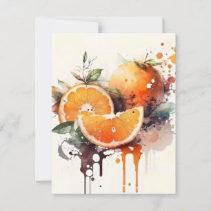 Orangar i vattenfärger julkort