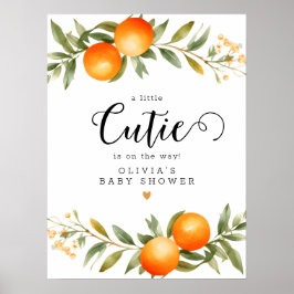 Orangar Little Cutie Baby Shower Välkommen Poster