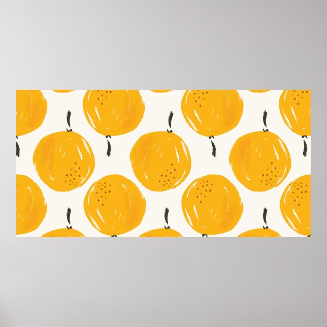Orangar med vattenfärg, frukt, handmålad illustrat poster (Framsidan)