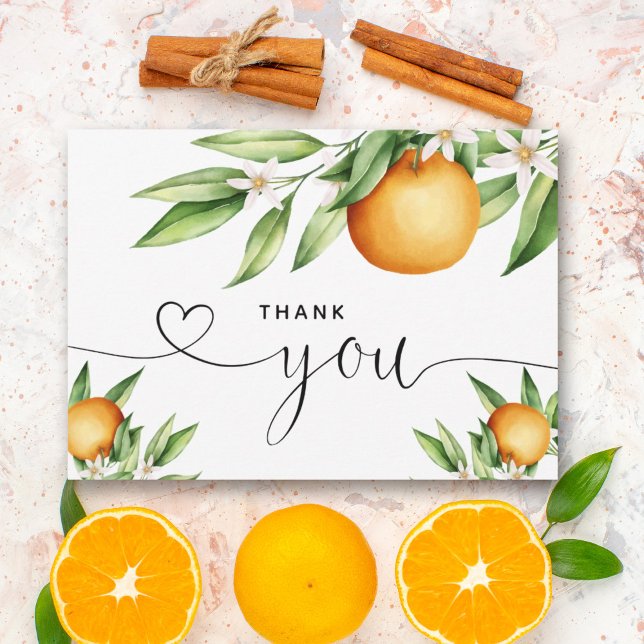 Orangar och Blommigt Gren Hand Lettered Tack (Skapare uppladdad)