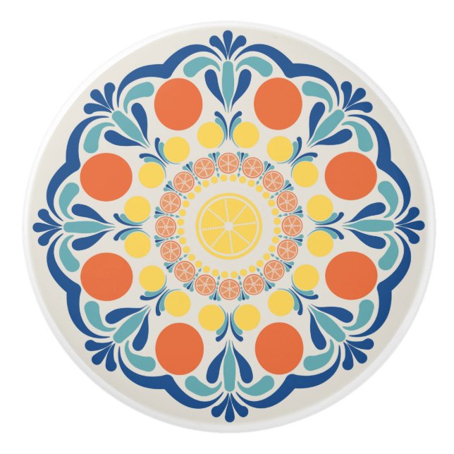 Orangar och citroner Dot Mandala Knopp (Framsidan)