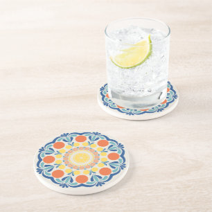 Orangar och citroner Dot Mandala Underlägg