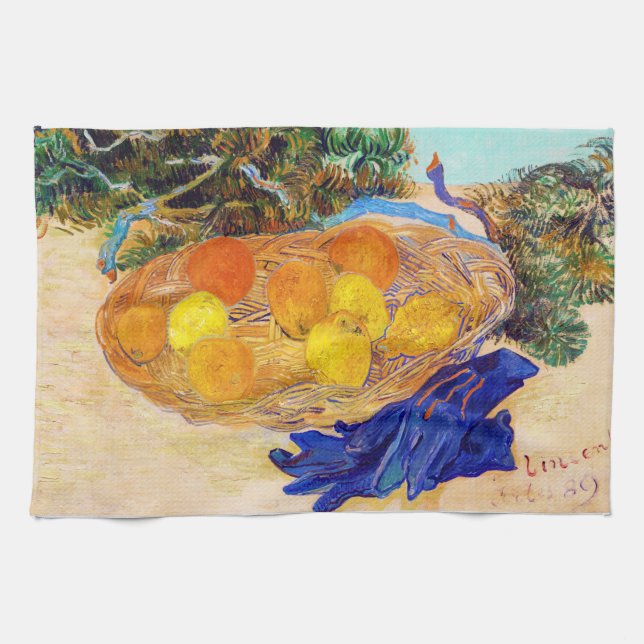 Orangar och citroner med blåhandskar, Van Gogh Kökshandduk (Horisontell)
