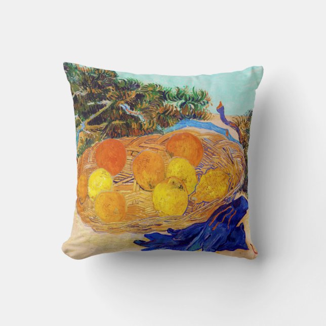 Orangar och citroner med blåhandskar, Van Gogh Kudde (Framsida)