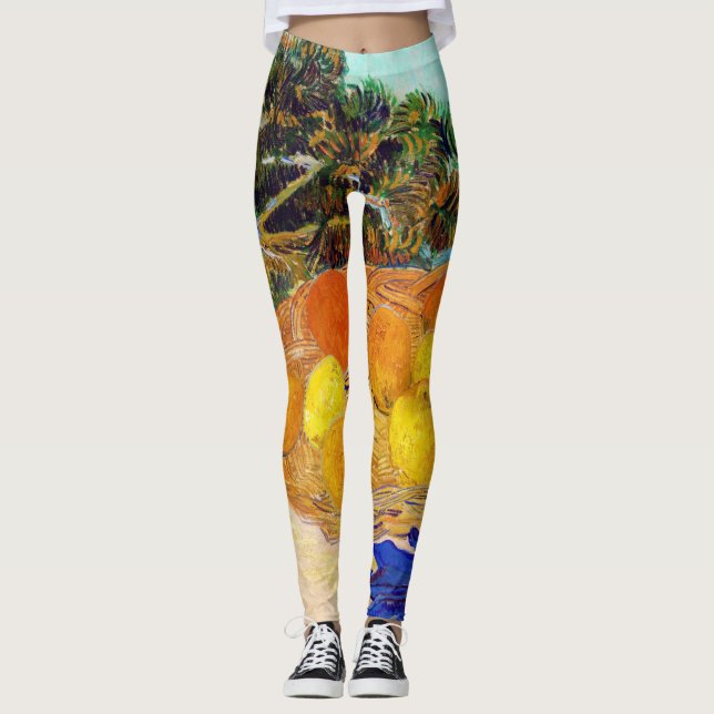 Orangar och citroner med blåhandskar, Van Gogh Leggings (Framsida)
