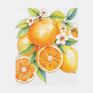Orangar och citroner med Blommigt Fleecefilt