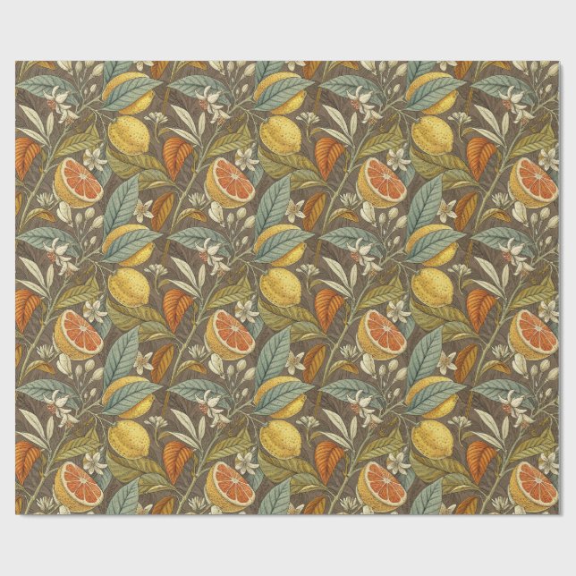 Orangar och citroner presentpapper (Platt)