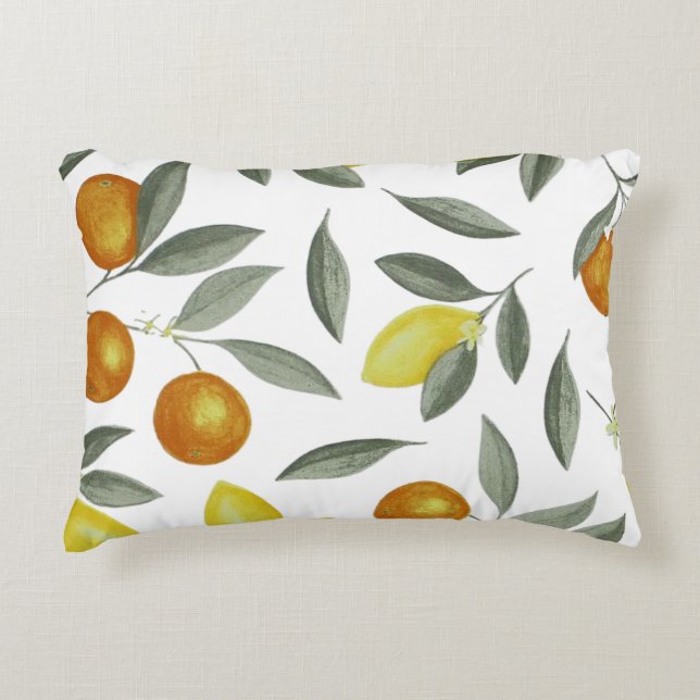 Orangar och citroner prydnadskudde (Framsidan)