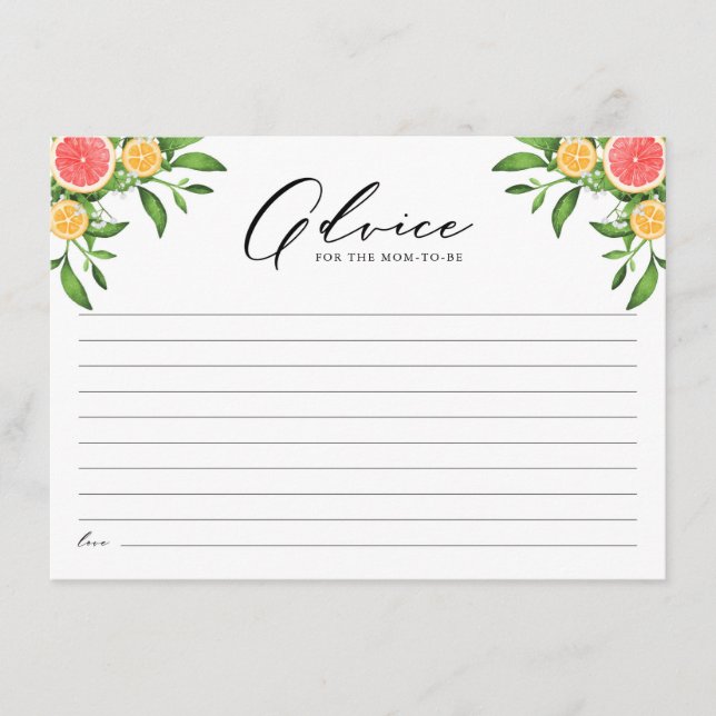 Orangar och grapefrukter för den nya mamman rådkort (Framsida)