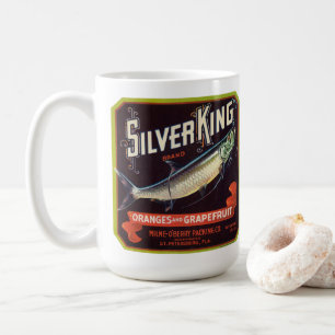 Orangar och grapefruktetikett för silver Kung Kaffemugg
